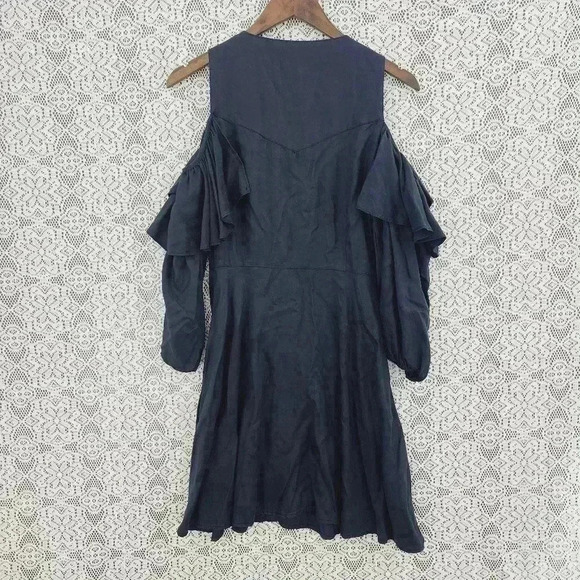 Zara Basic Cold Shoulder Long sleeve Mini Dress Navy Blue M - Picture 2 of 7
